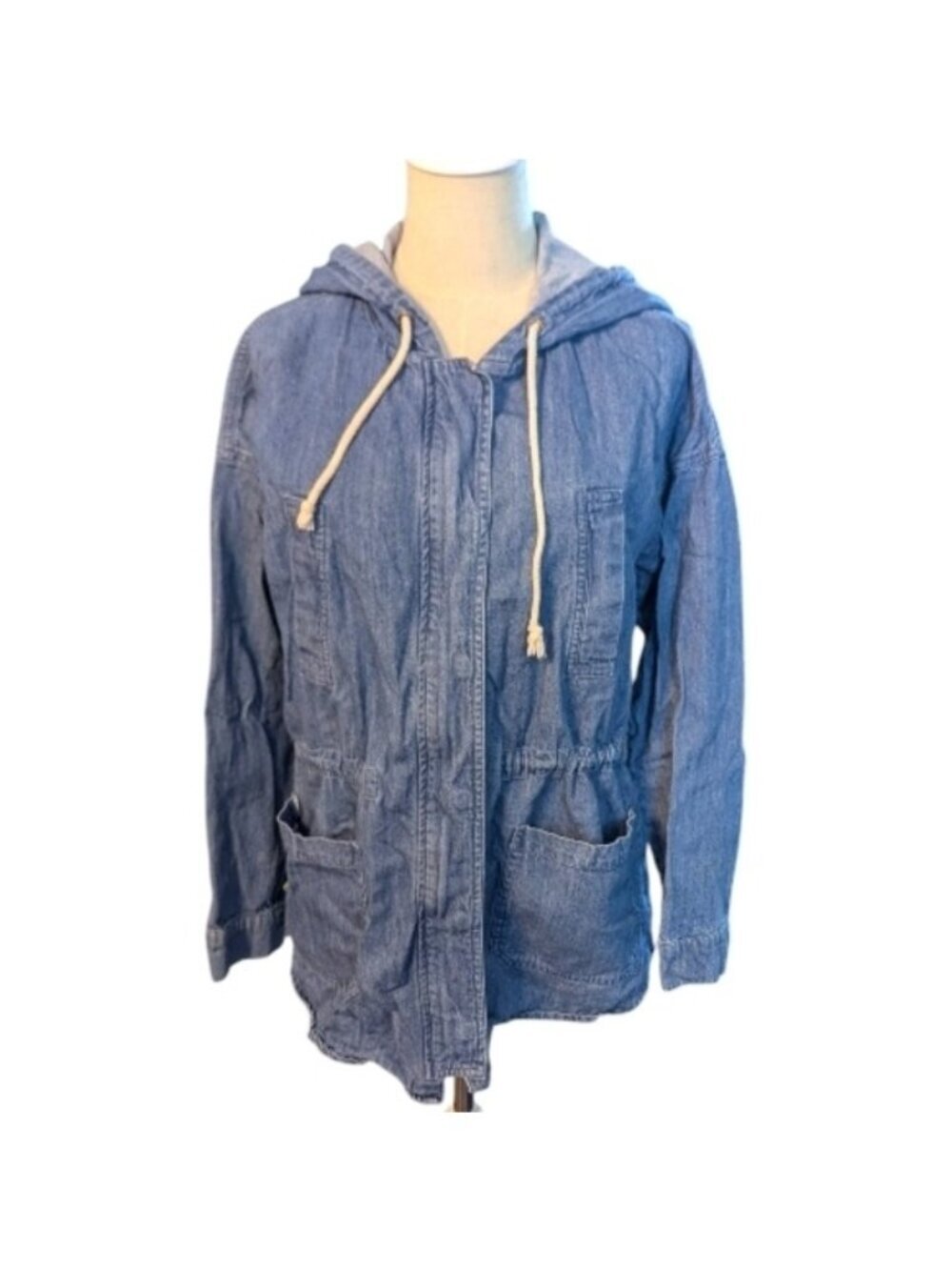 Forever 21 Cinch Waist Light Blue Denim Jacket Extra Small